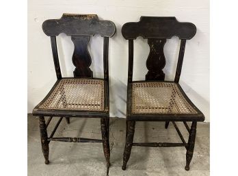 Two 19th Century Cane Seat Side Chairs