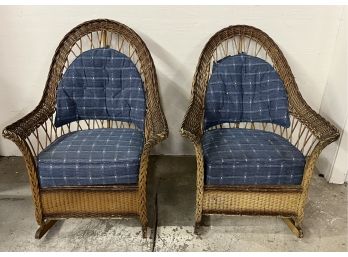 Matched Pair Of Antique Wicker Rockers