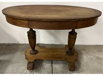 Mahogany One Drawer Oval Center Table