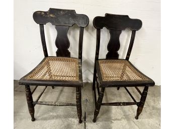 Two Cane Seat 19th Century Country Chairs