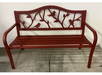 Metal Garden Bench In Red Paint
