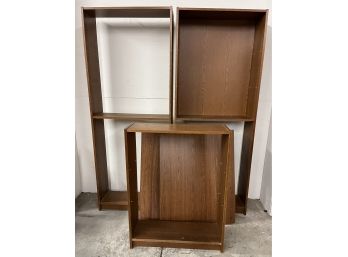 Three Danish Style Contemporary Bookcases With Shelves And Back Boards