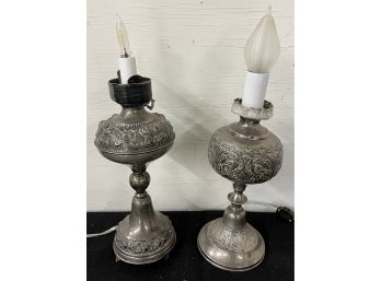 Two Silver Plate Lamps