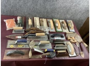Lot Of Trowels, Edgers And Other Mason Tools