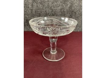 Clear Crystal Glass Stemmed Candy Dish