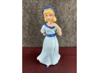 Vintage Ceramic Woman In Blue Figurine