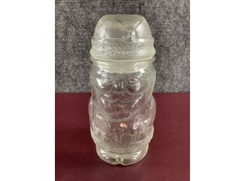 Vintage Glass Santa Candy Jar With Lid