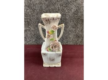 Vintage Floral Double Handle Vase