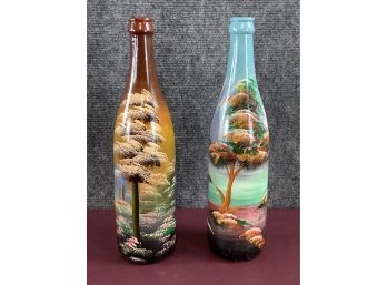 Pair Of Painted Bottles