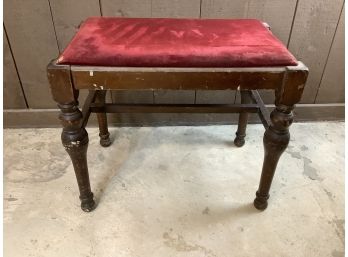 Small Red Upholstered Stool/bench