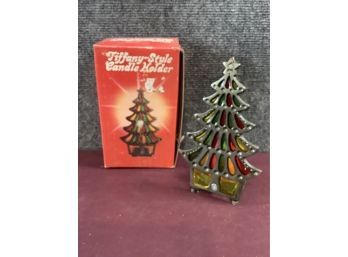Tiffany Style Christmas Tree Tealight Candle Holder