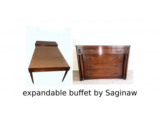 Vintage SAGINAW Telescoping Buffet Table Expand O Matic