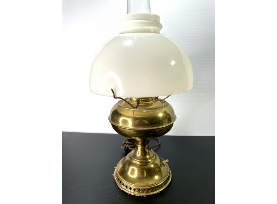 Vintage Aladdin Brass  23 Lamp Milk Glass Shade . Electric