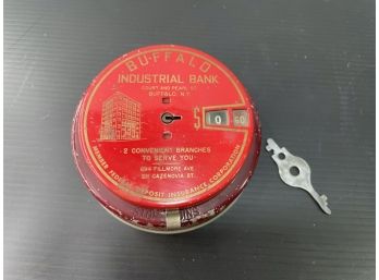 Vintage 'Buffalo' Industrial Bank With Key