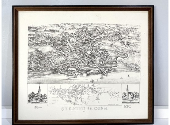 Print Of Original GH Bailly Co., 1882 Town Of Stratford Connecticut Map