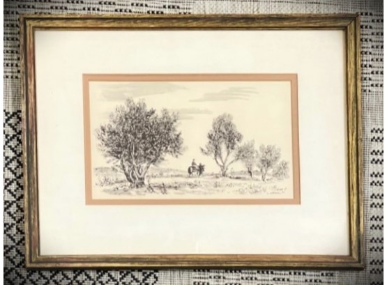 Signed Landscape Etching Print By Ludwig Schwerin, Israel