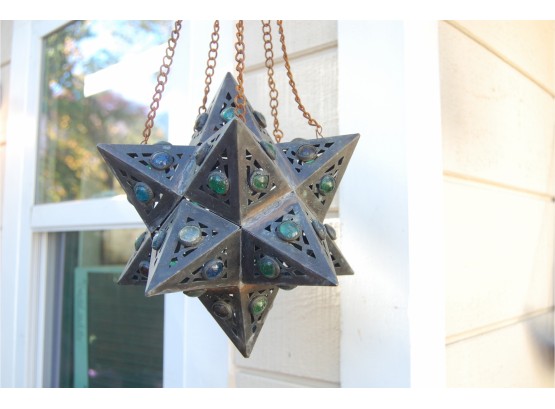 Vintage Jeweled- Handmade Hanging Star Lantern