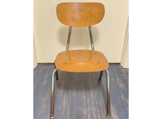 Vintage Childs Wood And Metal School Chair