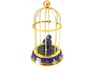Limoges France, Cobalt Blue With Gold Accents Bird Cage