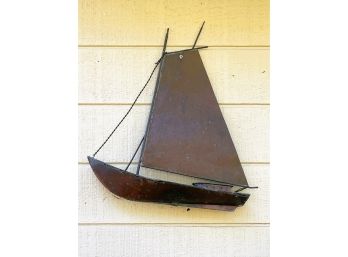 Beautiful One Of A Kind, Patinaed Copper Sailboat