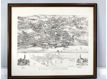 Print Of Original GH Bailly Co., 1882 Town Of Stratford Connecticut Map