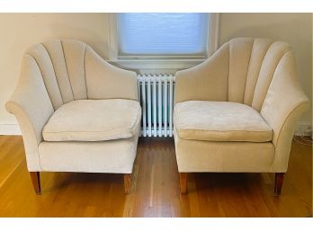 Pair Of Down Filled, Unusual Contemporary Corner Chairs
