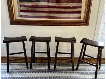 Pottery Barn Tibetan 4 Wooden Counter Stools In Brown