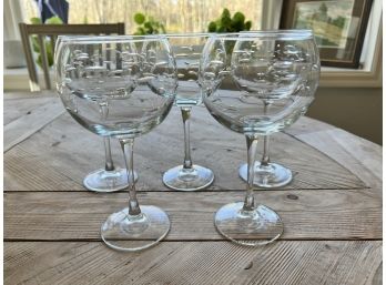 Set Of 5 Fish Red Wine Glasses