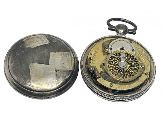 Rare Breguet De Paris Verge Fusee Movement Silver Pocket Watch (E)