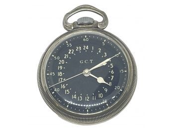 Rare WW2 Hamilton GCT 1941-42-  22 Jewel Military 24 Hour Pocket Watch (S)