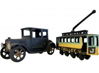 Reproduction Cast Iron Trolley And Car