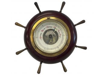 Antique M.S Queen Mary Ship's Wheel Aneroid Barometer (BV)