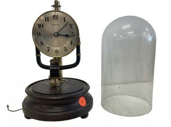 Ca. 1922 Bulle Battery 800 Day Clock With Glass Dome (X)