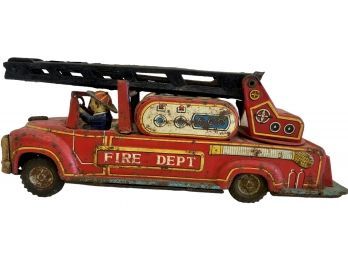 Antique Tin Litho Fire Truck Toy