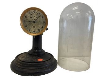 Antique Poole Battery Clock With Glass Dome (Z)