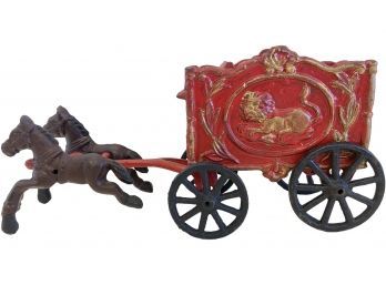 Vintage Cast Iron Circus Wagon & Horses