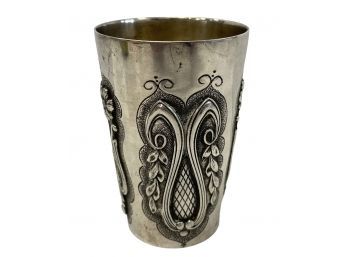 Vintage Heavy Sterling Silver Kiddush Cup With Embossing 5.79 Toz