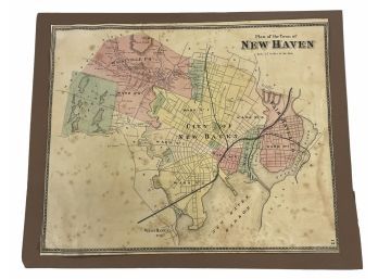 Late 19th Century Map Of New Haven, CT  17' X 14'