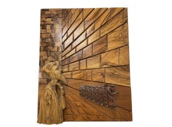 Vintage Olive Wood Relief Plaque 'The Western Wall, Jerusalem' 12' X 15'
