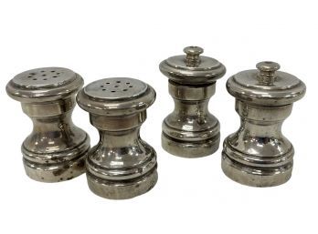 Set Of Four Vintage Sterling Salt Shakers & Pepper Mills