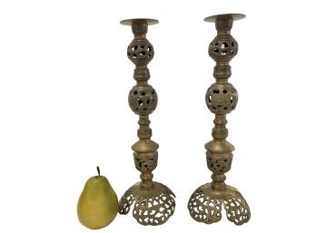 Vintage Pair Tall Candle Stands From Arab Market