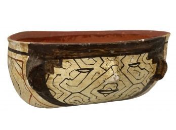 Antique Shipibo Pottery Face Vessel From Peru