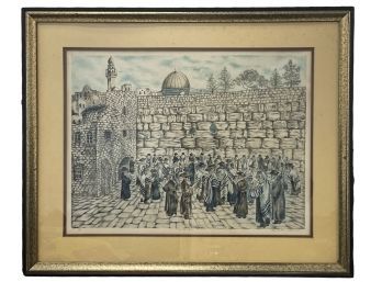 Lithograph Of The Western Wall By Yitzhak Ben Shlomo 27' X 33' (P48)