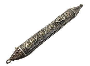 Sterling Silver Mezuzah With Scroll