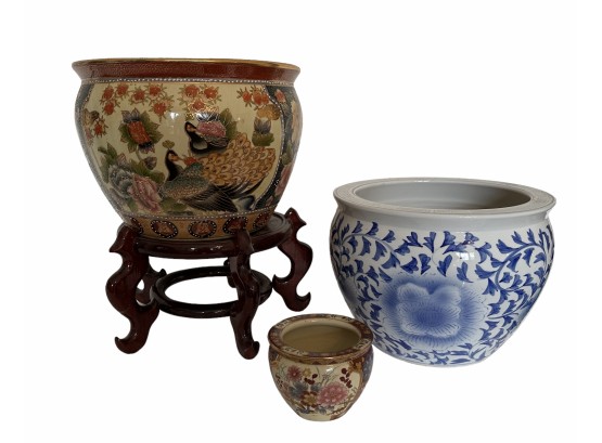 Collection Of 3 Chinese Decorated Planters