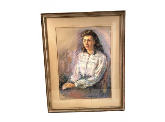 Vintage Signed Pastel Portrait Painting Of A Lady. #19