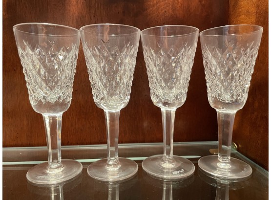4 Waterford Alana Pattern Cut Crystal 5 18'tall  Stemware Glasses.