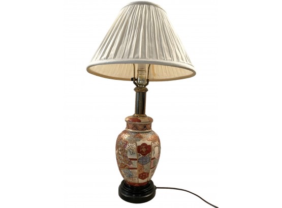Vintage Japanese Satsuma Hand Decorated Porcelain Table Lamp. 26' Tall
