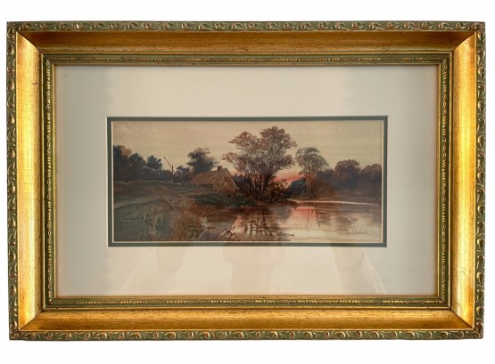 Louis Kinney Harlow Signed Watercolor Painting. Louis Kinney Harlow (1850-1913) Massachusetts Listed Artist#16
