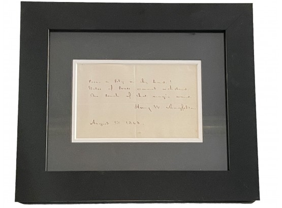 1848 Henry Wadsworth Longfellow Signed Letter With COA.
